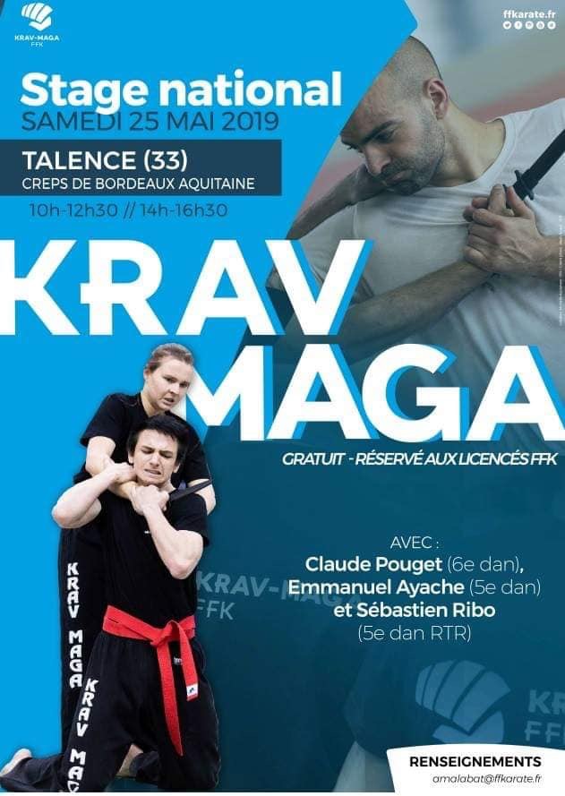 Stage national français 2019 – d’Experts de Krav-Maga près de Bordeaux (Talence) co-dirigé par Claude Pouget